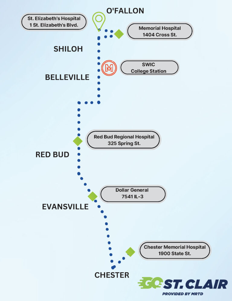 monroe randolph transit district Go St Clair Map Chester IL Route Evansville Red Bud Belleville SWIC Shiloh
