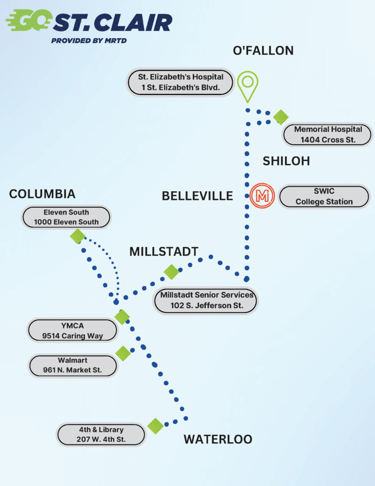 Go St Clair Map Waterloo IL Route public transportation Columbia Millstadt Belleville SWIC
